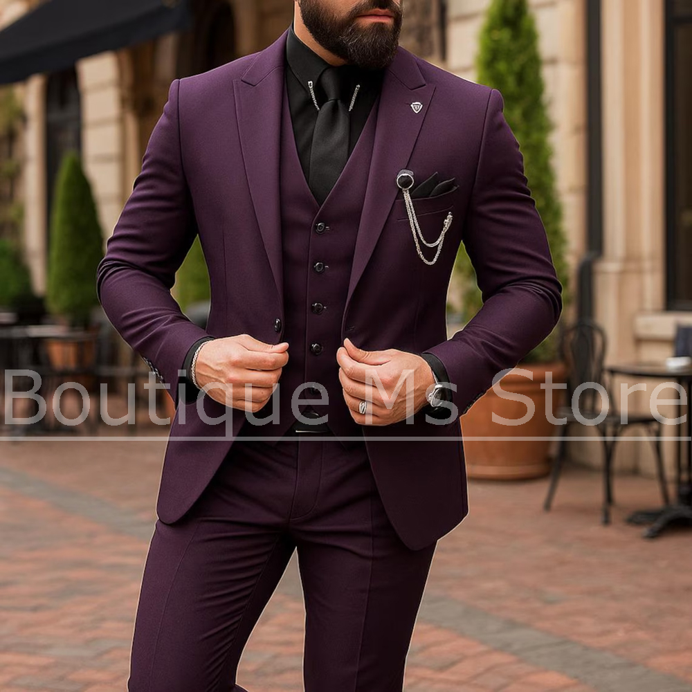 Men Formal Wear Outfits - Costume 3 Pièces Homme Simple Boutonnage