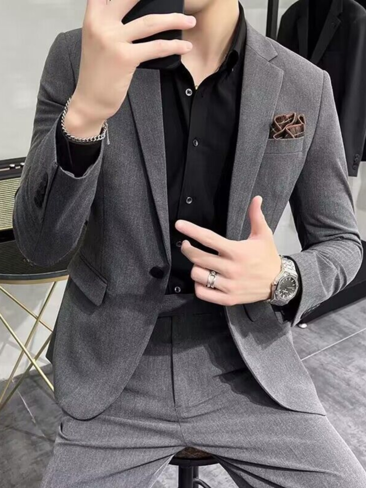 Men'S Urban Formal Wear - Costume trois pièces slim fit décontracté