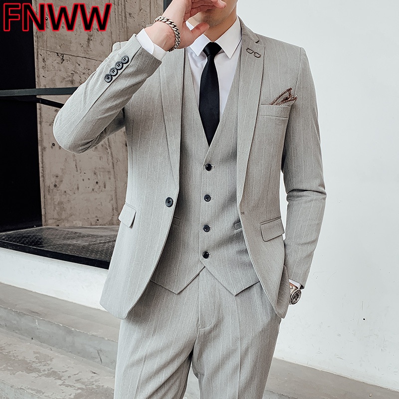 Men'S Urban Formal Wear - Costume trois pièces à carreaux de