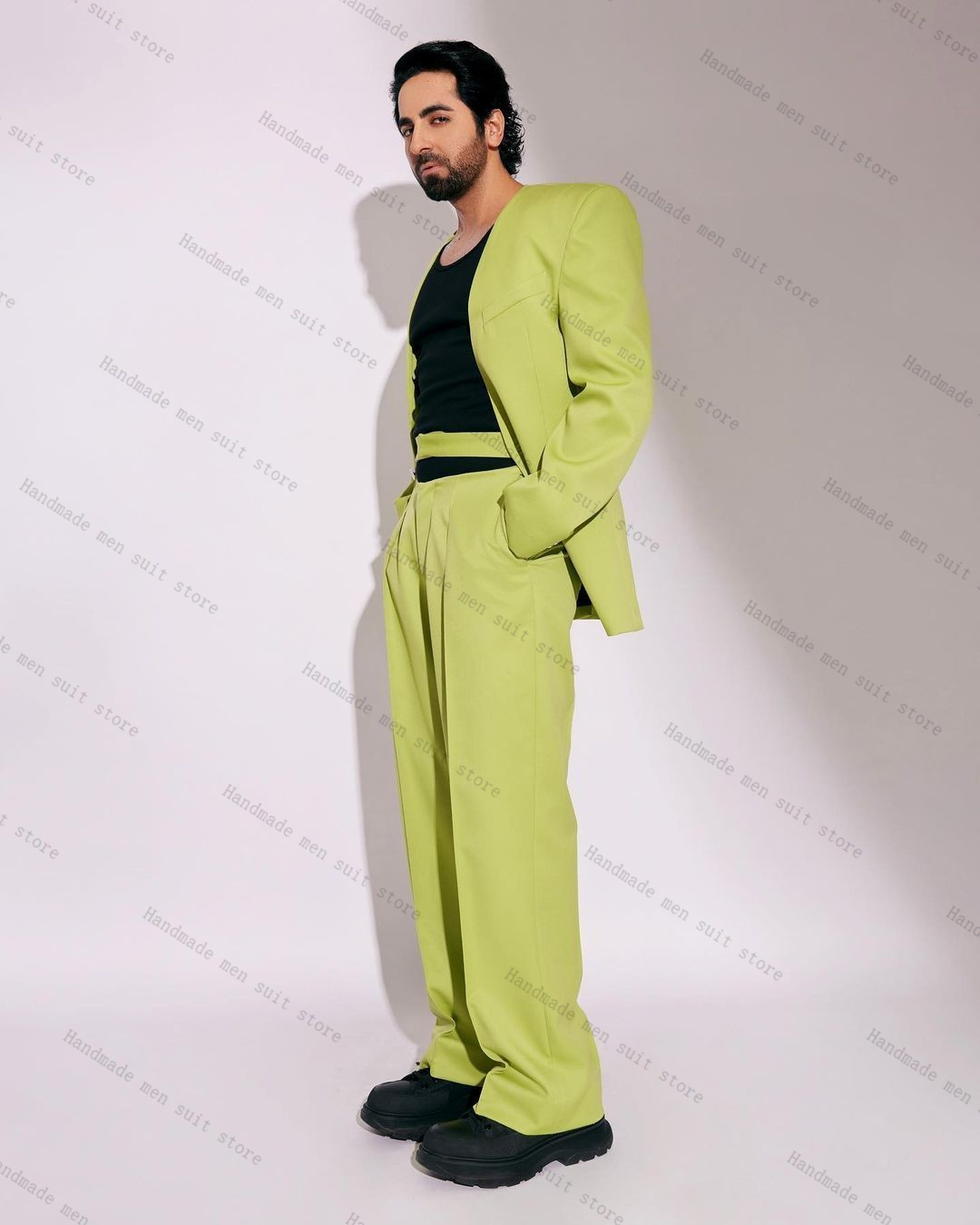 Men'S Formal Wear Belt - Ensemble de costume vert pour hommes,