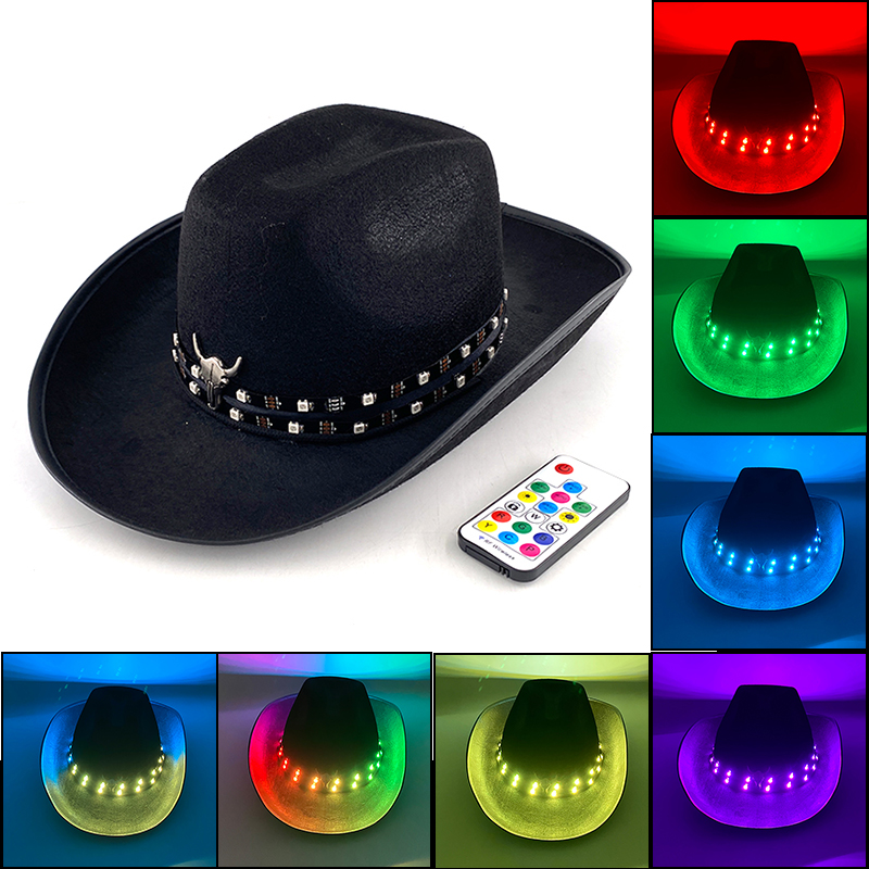 Men'S Formal Wear For Graduation - Chapeau de cowboy LED télécommandé pour