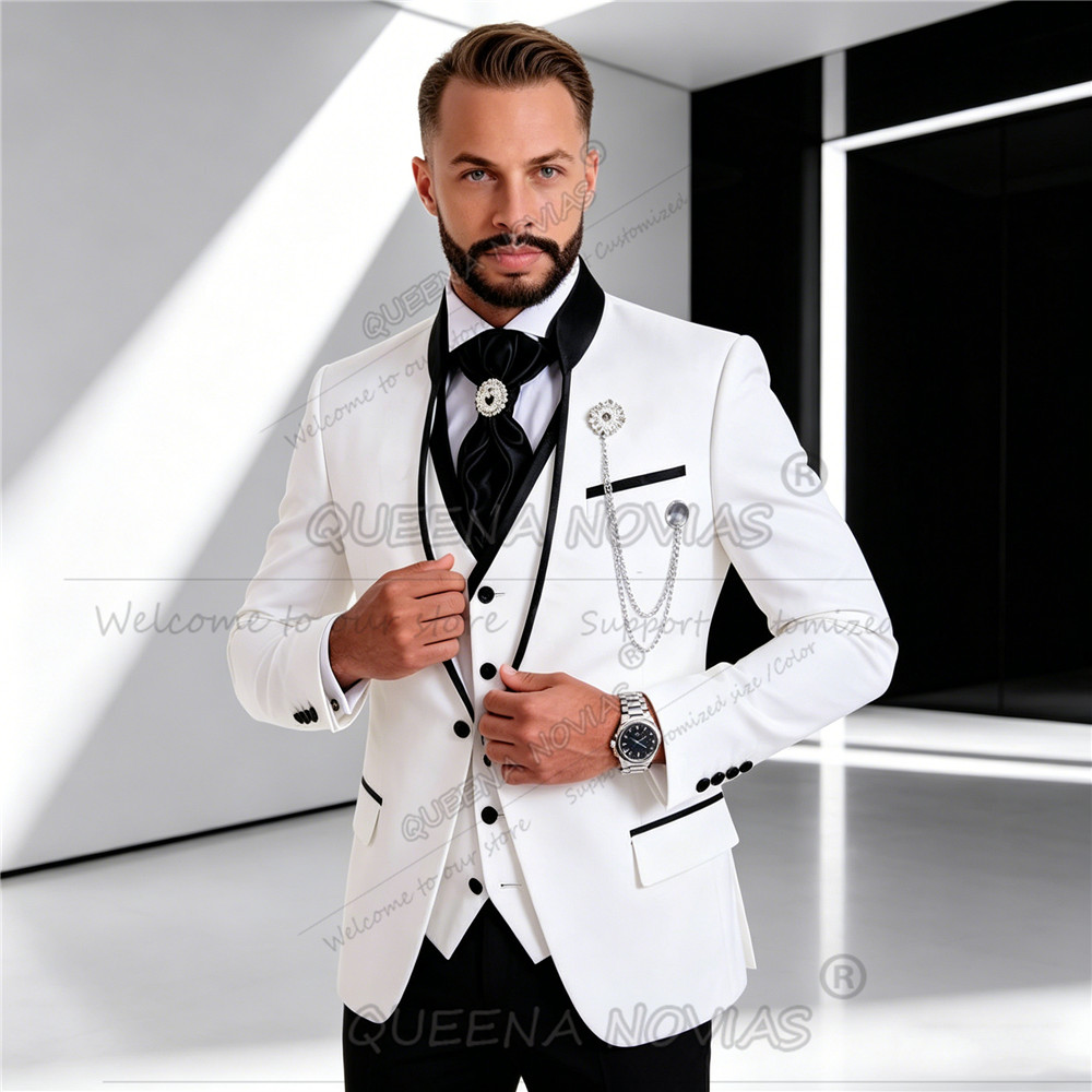 Men'S Formal Wear Attire - Costume blanc élégant pour homme, ensemble