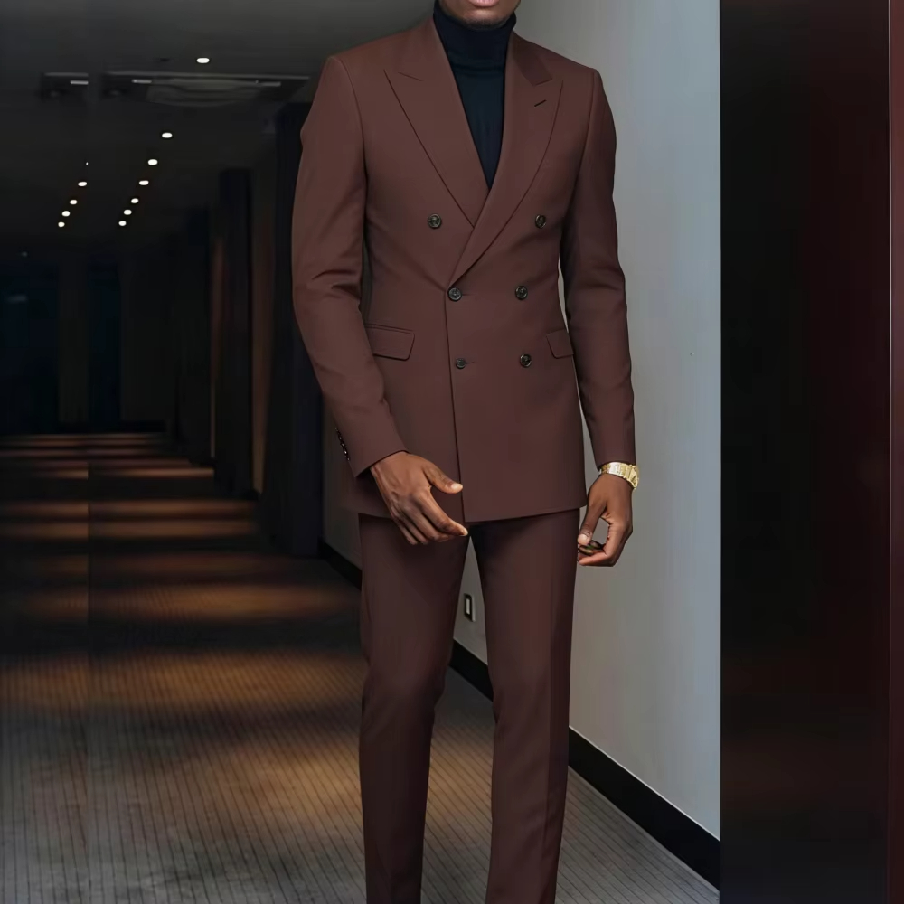 Men'S Formal Wear For Graduation - Costume deux pièces marron pour homme