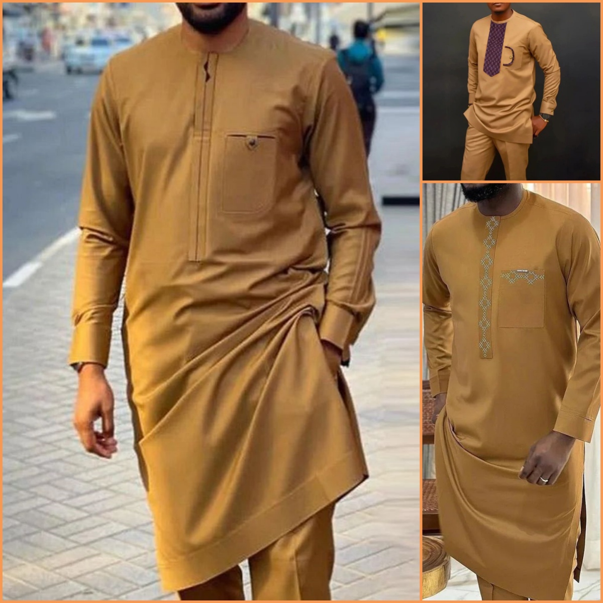 Men'S Used Formal Wear - Ensemble traditionnel africain pour hommes, col