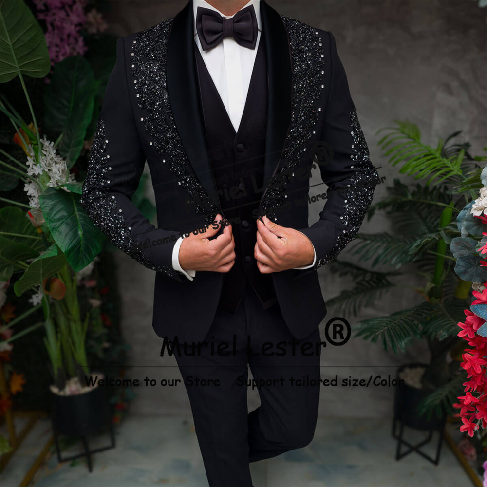 Men'S Formal Wear Attire - Costumes pour hommes à cristaux scintillants