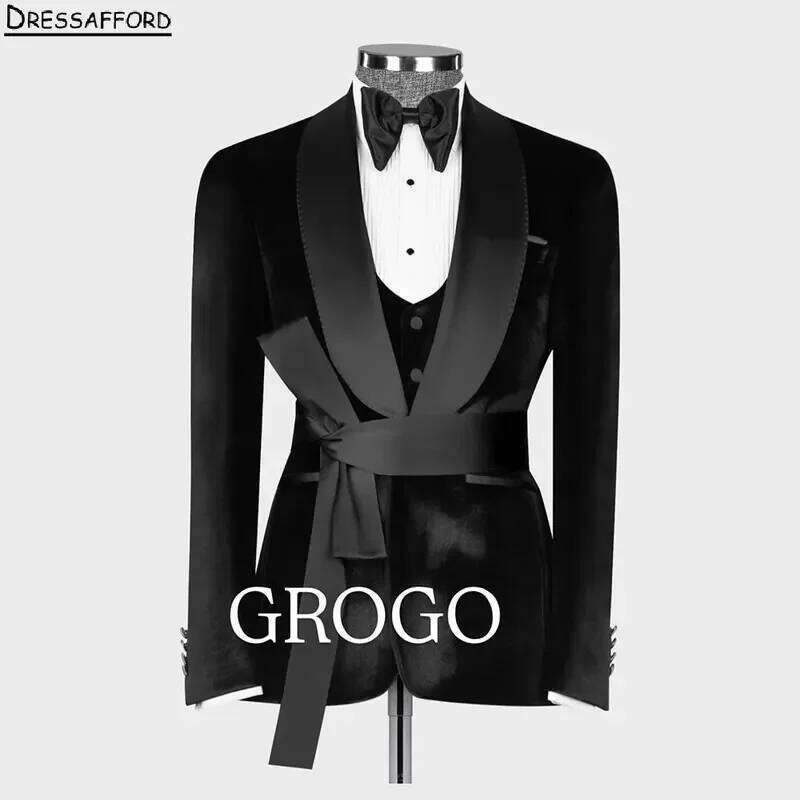 Men'S Formal Wear Belt - Costume de mariage formel noir uni