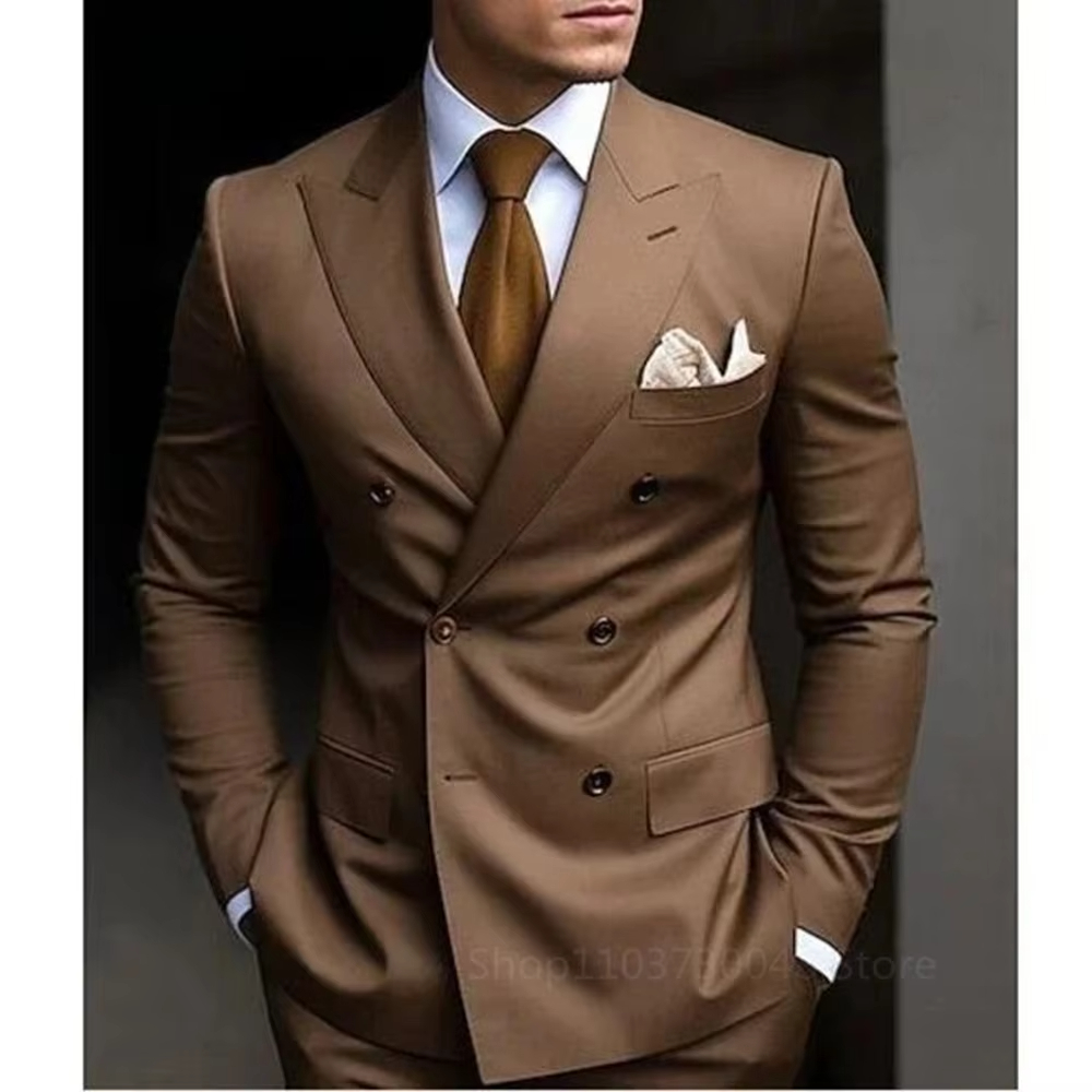 Men'S Formal Wear For Graduation - Costume deux pièces marron pour homme,