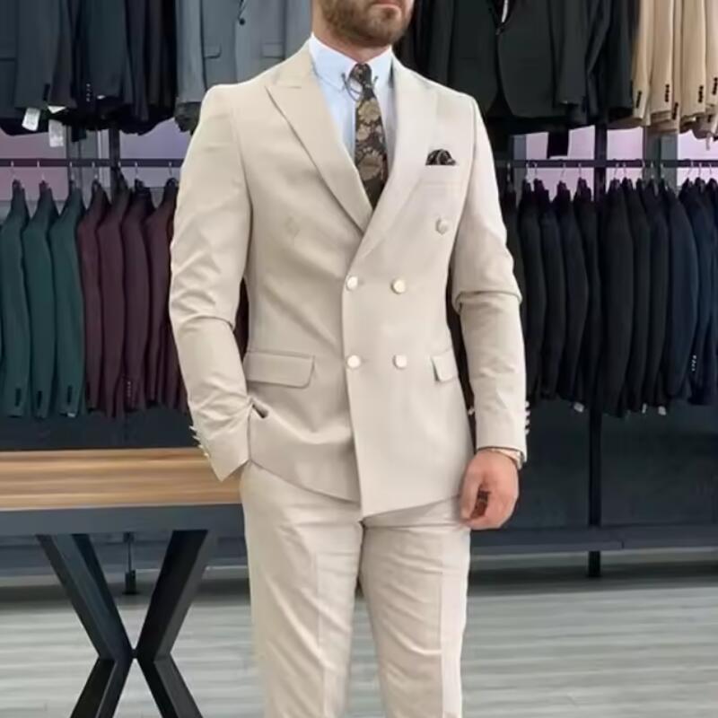 Men'S Used Formal Wear - Nouveau Costume Homme Beige Croisé à