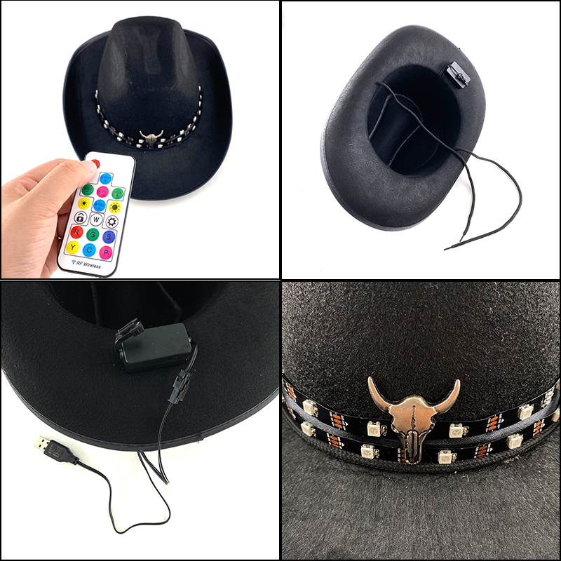 Chapeau de cowboy LED télécomm - Men'S Formal Wear For Graduation avis et prix