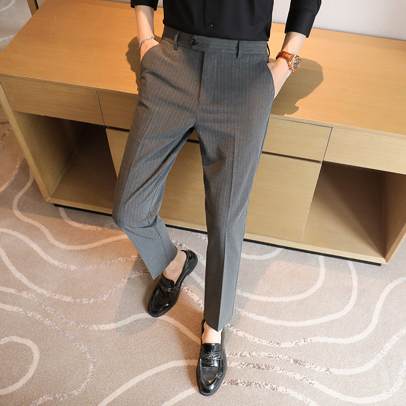 Pantalon rayé haut de gamme po - Men'S Urban Formal Wear avis et prix